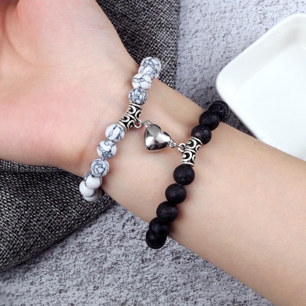 Ensemble de Bracelets Magnétiques en Forme de Cœur pour Couples