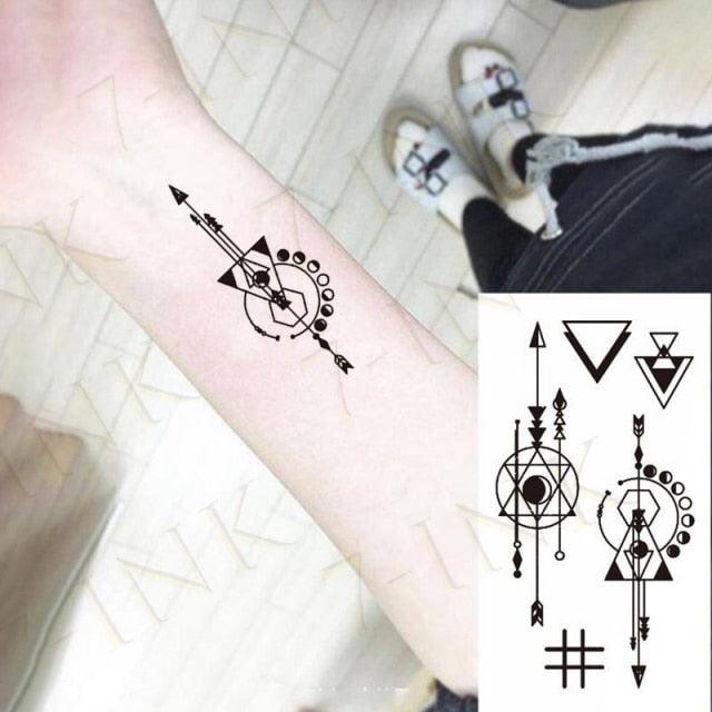 Elegant Waterproof Temporary Tattoos - Sun, Moon & Heart Designs