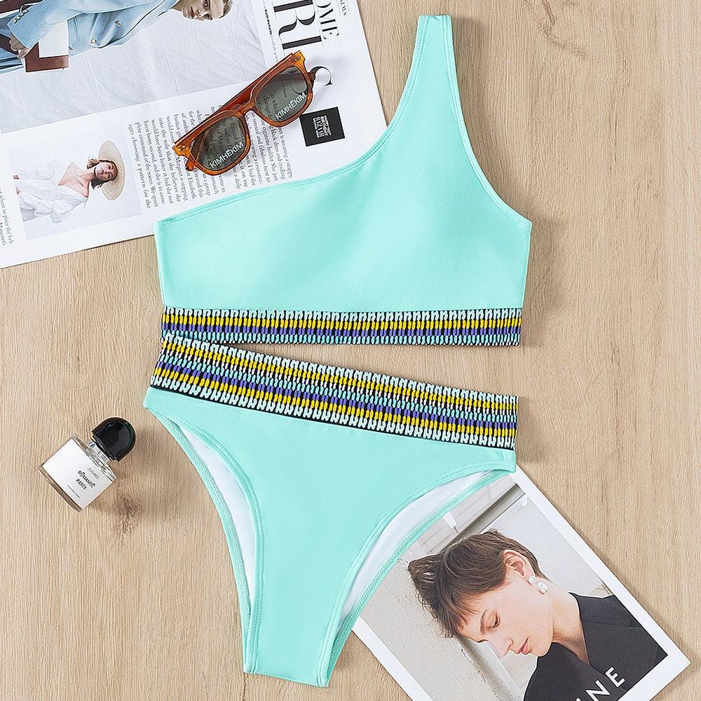 Ribbed High Waist Bikini Set for Women