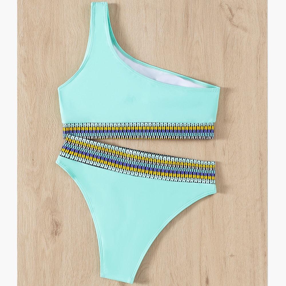 Ribbed High Waist Bikini Set for Women