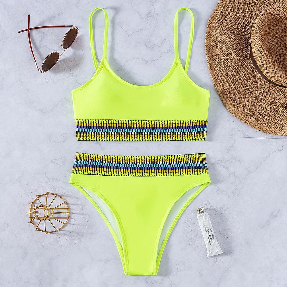 Ribbed High Waist Bikini Set for Women