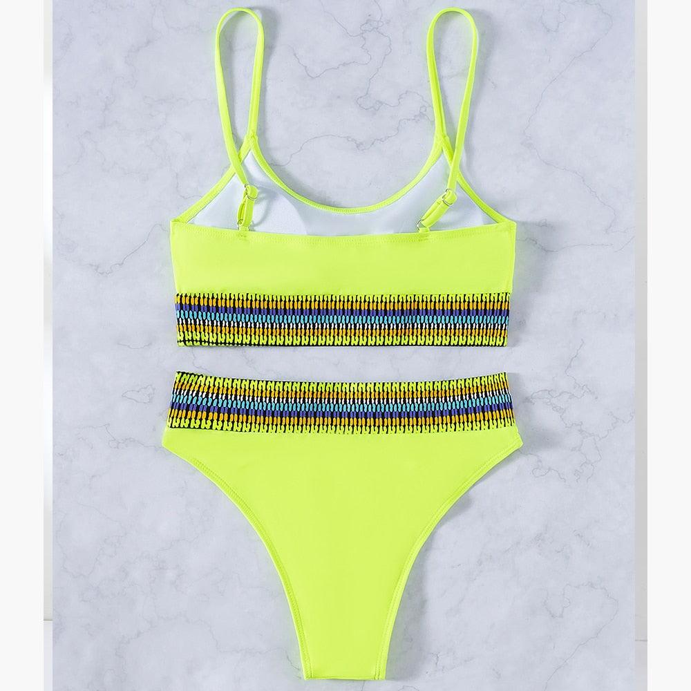 Ribbed High Waist Bikini Set for Women