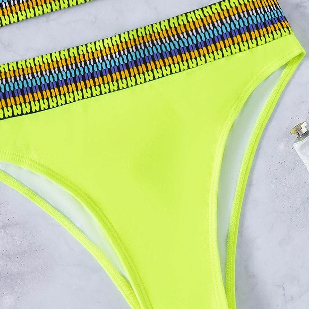 Ribbed High Waist Bikini Set for Women