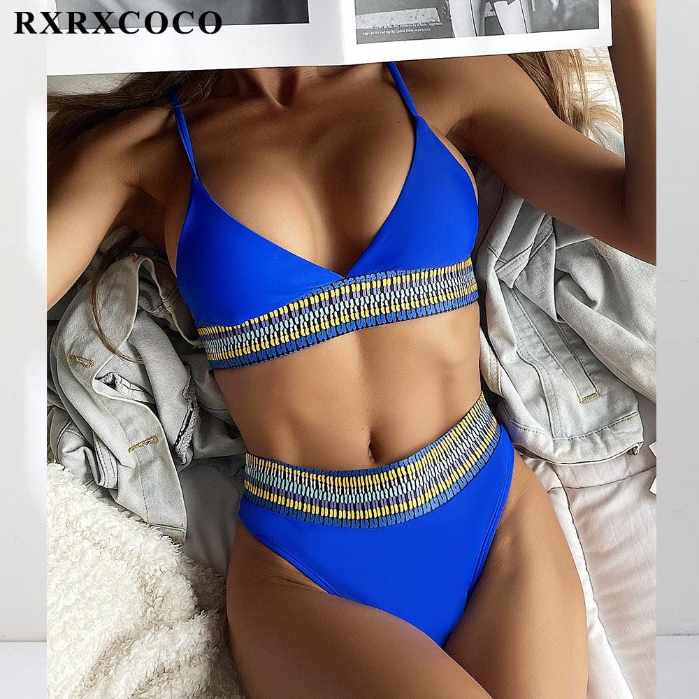 Ribbed High Waist Bikini Set for Women