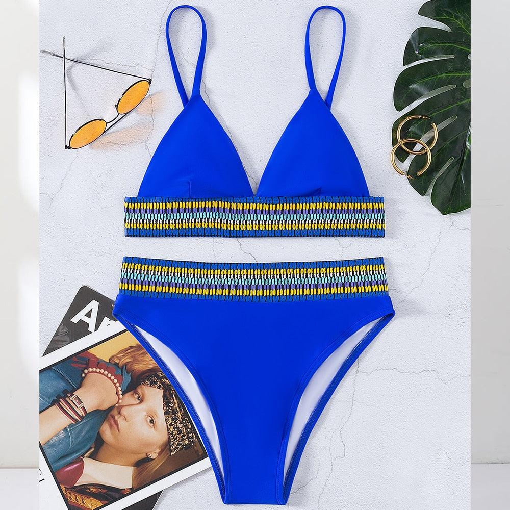 Ribbed High Waist Bikini Set for Women