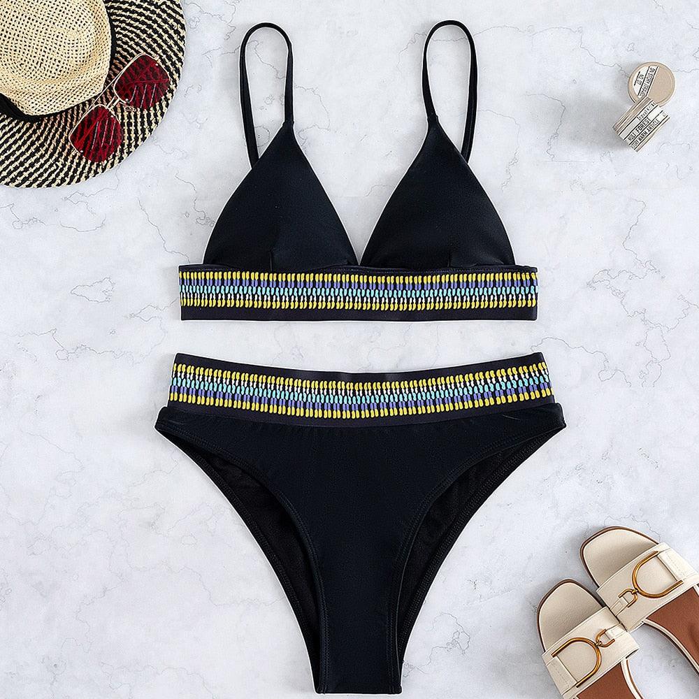 Ribbed High Waist Bikini Set for Women