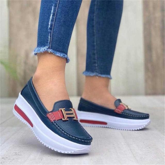 Baskets décontractées de luxe pour femmes - Chaussures plates lacées confortables