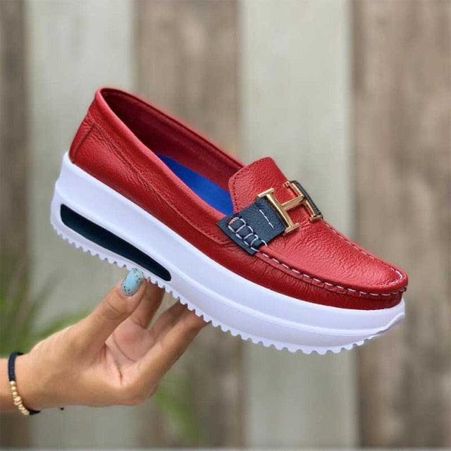Baskets décontractées de luxe pour femmes - Chaussures plates lacées confortables