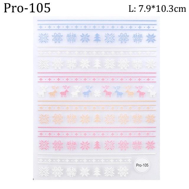 Ensemble de Stickers Ongles 5D - Designs Hivernaux Charmants