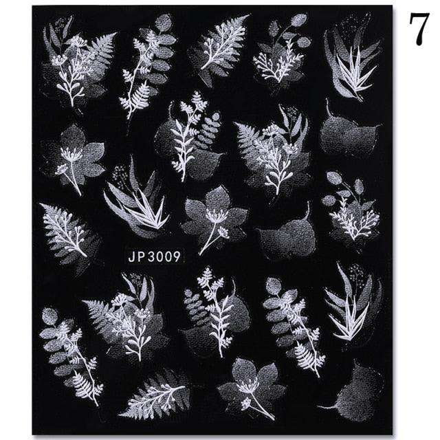 Elegant White Embossed Flower Lace Nail Art Stickers