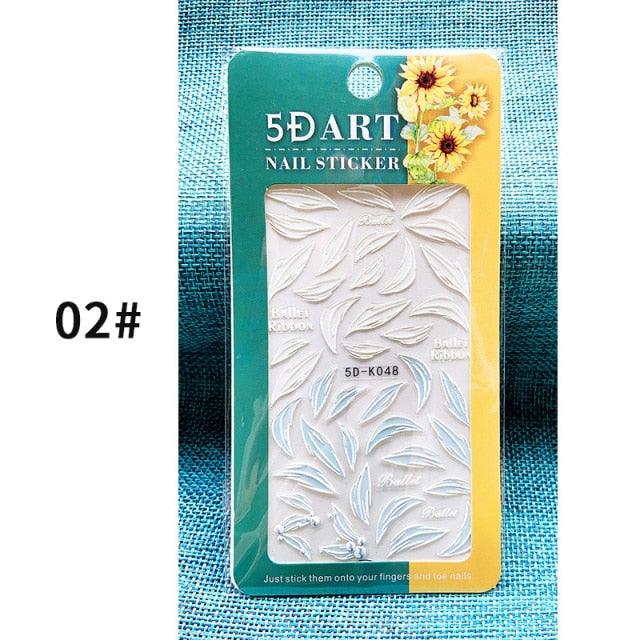 Elegant White Embossed Flower Lace Nail Art Stickers