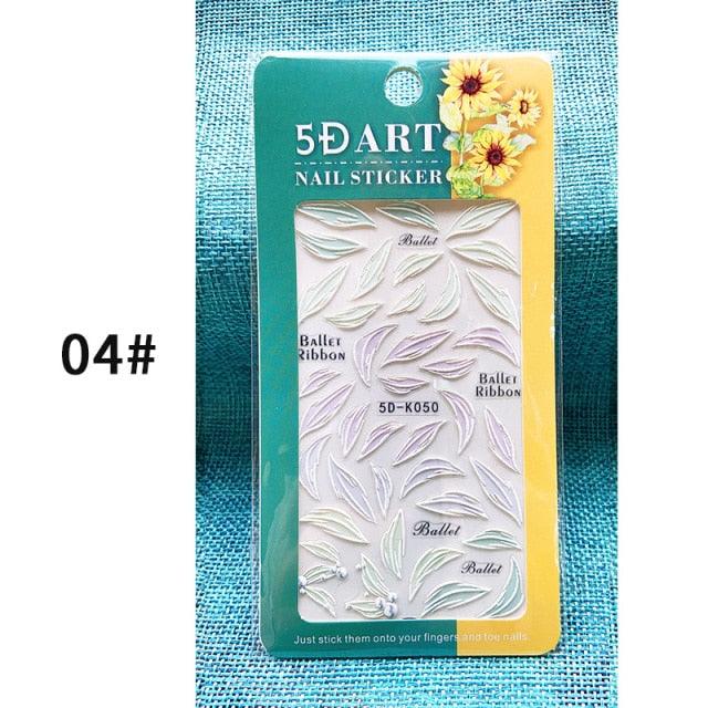 Elegant White Embossed Flower Lace Nail Art Stickers