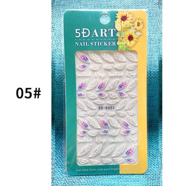Elegant White Embossed Flower Lace Nail Art Stickers
