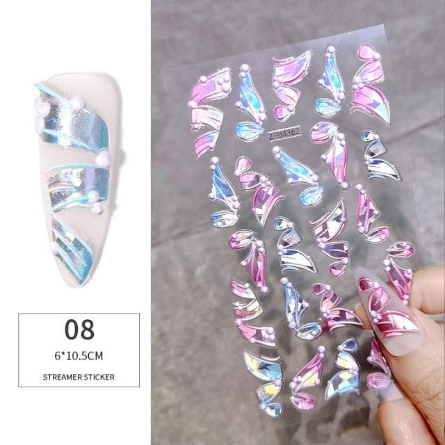 Elegant White Embossed Flower Lace Nail Art Stickers