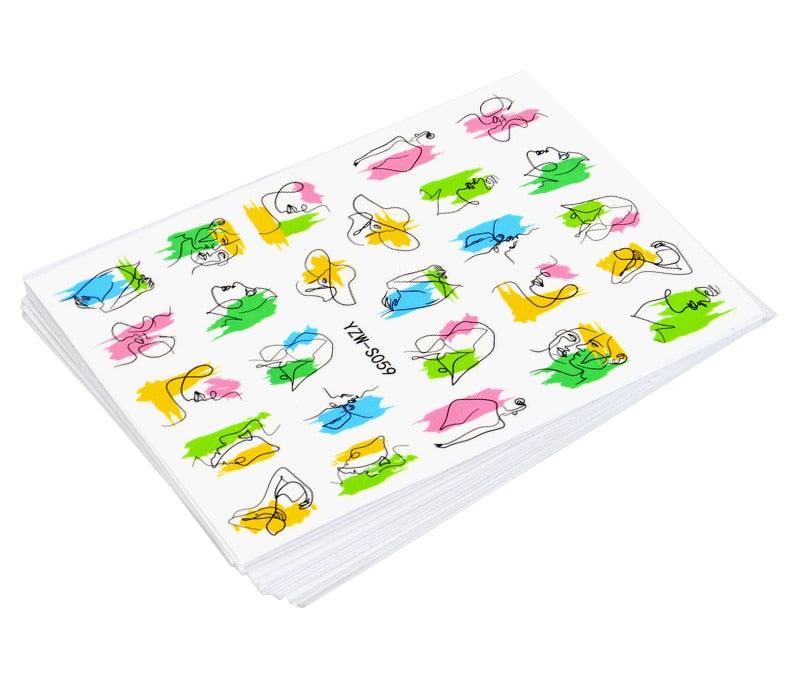 Elegantes Stickers de Uñas 3D con Decal de Agua