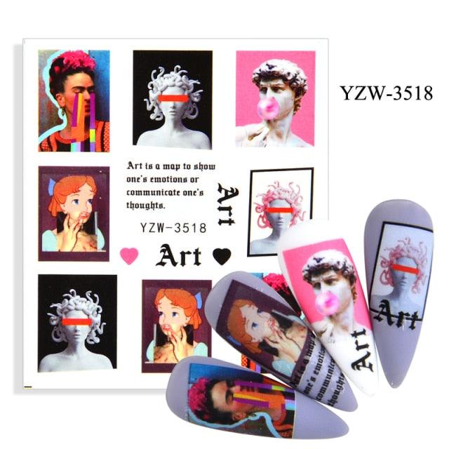 Elegantes Stickers de Uñas 3D con Decal de Agua