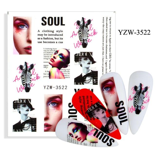 Elegantes Stickers de Uñas 3D con Decal de Agua