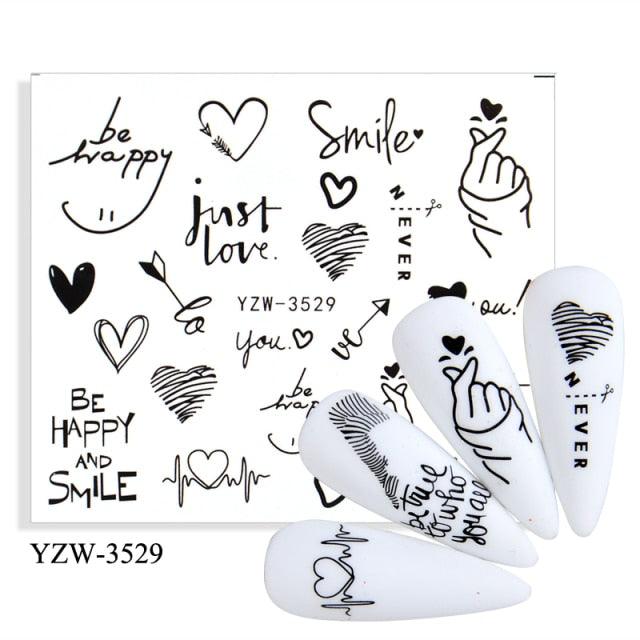 Elegantes Stickers de Uñas 3D con Decal de Agua