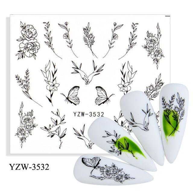 Elegantes Stickers de Uñas 3D con Decal de Agua