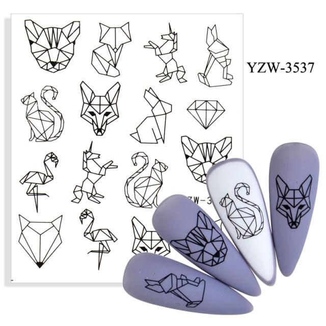 Elegantes Stickers de Uñas 3D con Decal de Agua