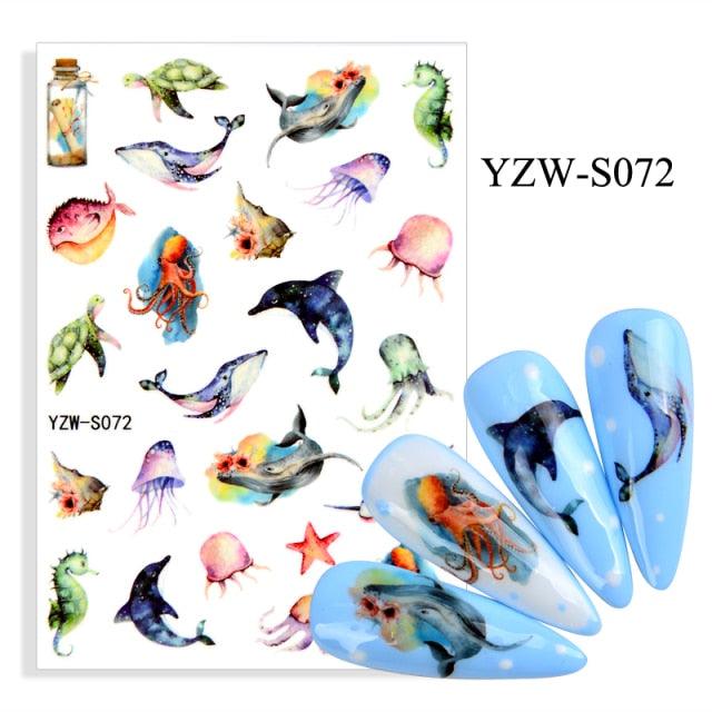 Elegantes Stickers de Uñas 3D con Decal de Agua