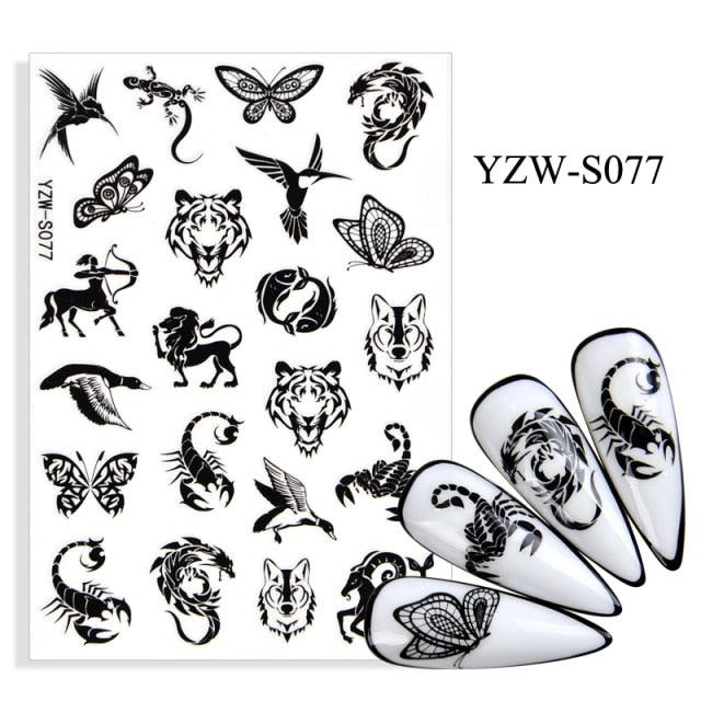 Elegantes Stickers de Uñas 3D con Decal de Agua