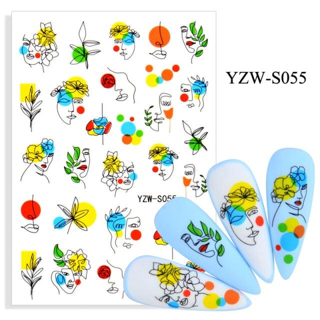 Elegantes Stickers de Uñas 3D con Decal de Agua