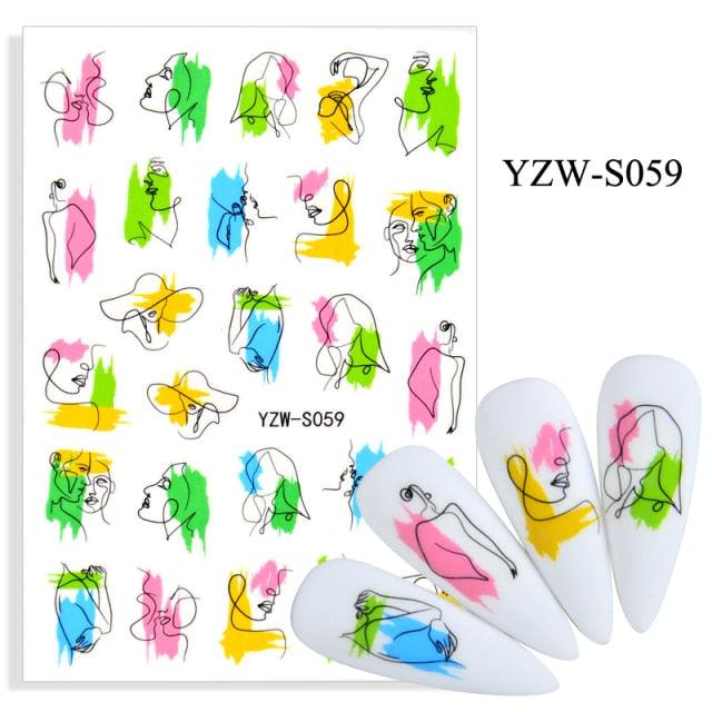 Elegantes Stickers de Uñas 3D con Decal de Agua