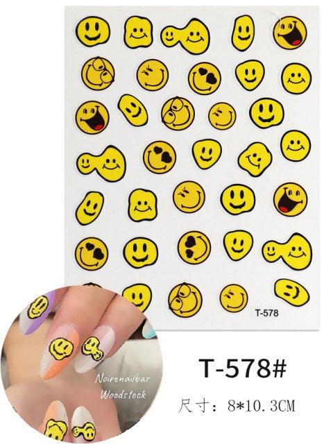 Calcomanías 3D para Uñas Sonrisas Amarillas - Tema de Halloween