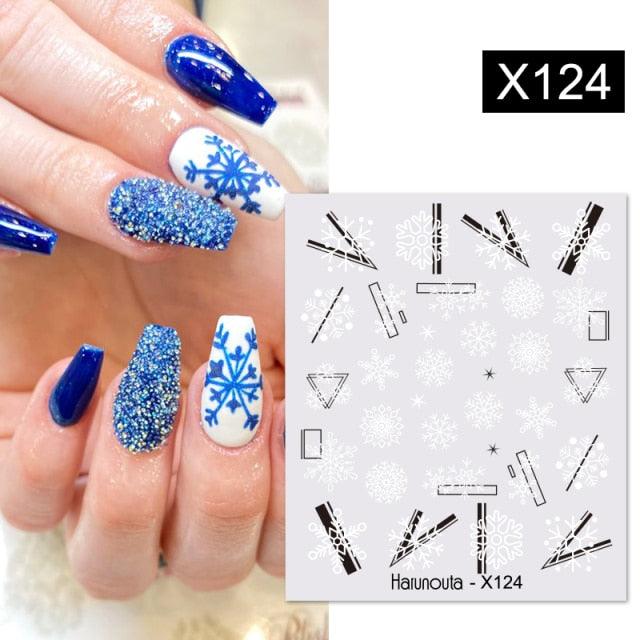 Elegant 3D Christmas Snowflake Nail Art Stickers - Gold & White Festive Designs - Korvel