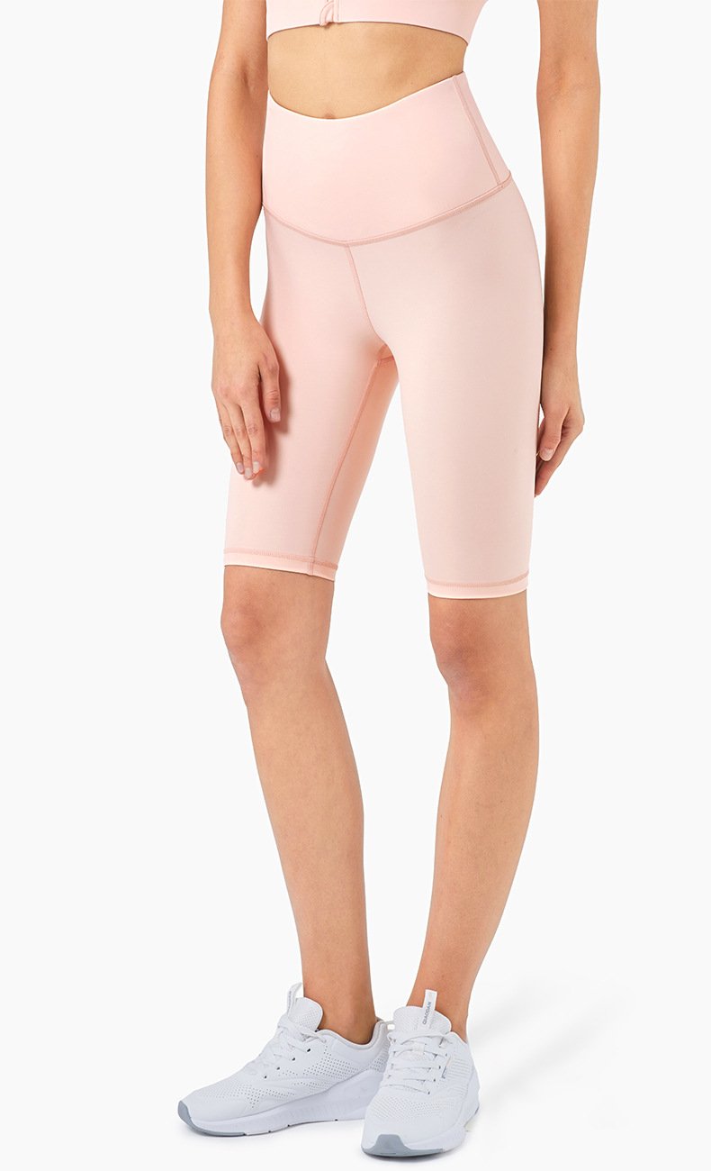 Shorts de cyclisme taille haute au toucher seconde peau pour femmes