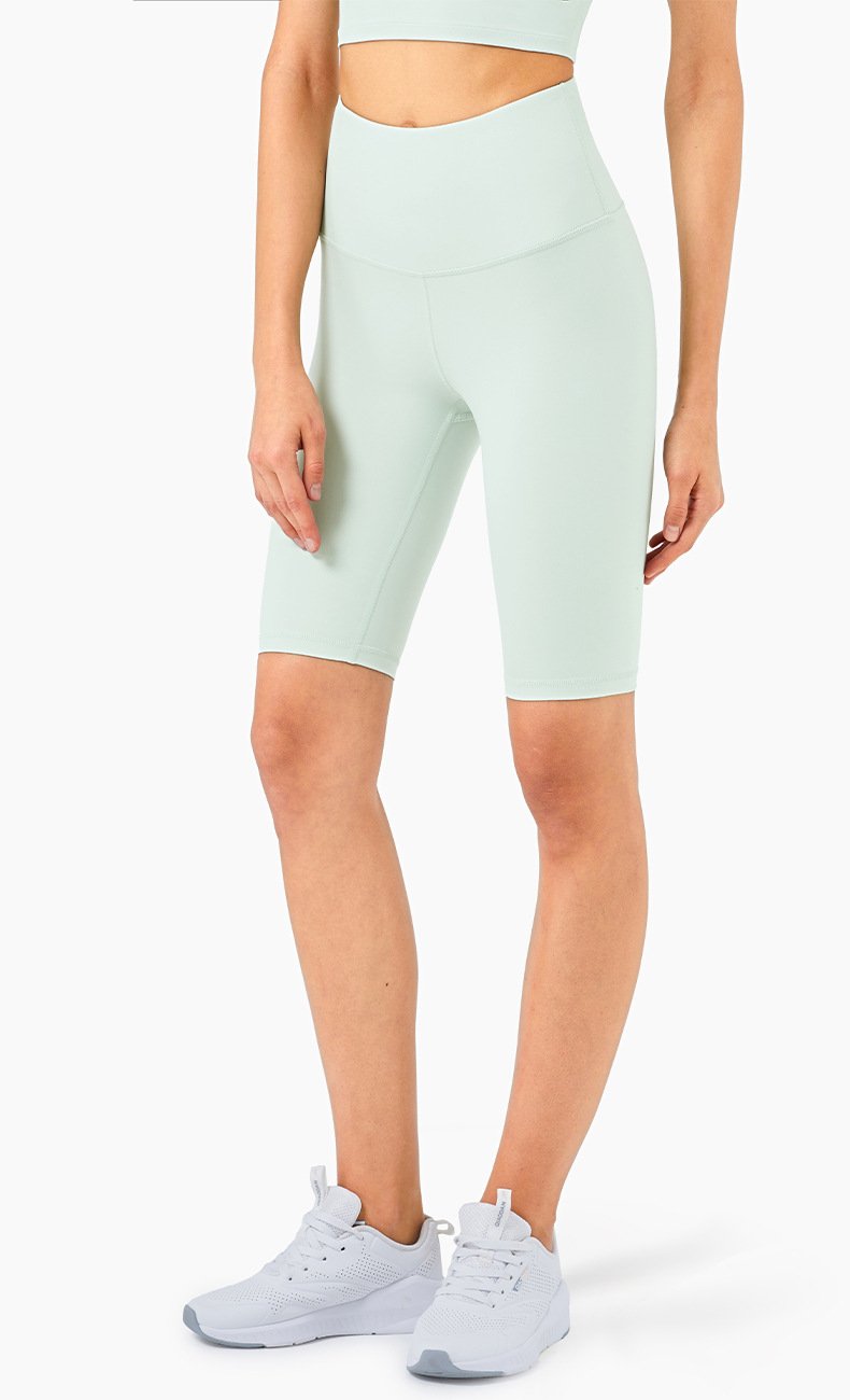 Shorts de cyclisme taille haute au toucher seconde peau pour femmes