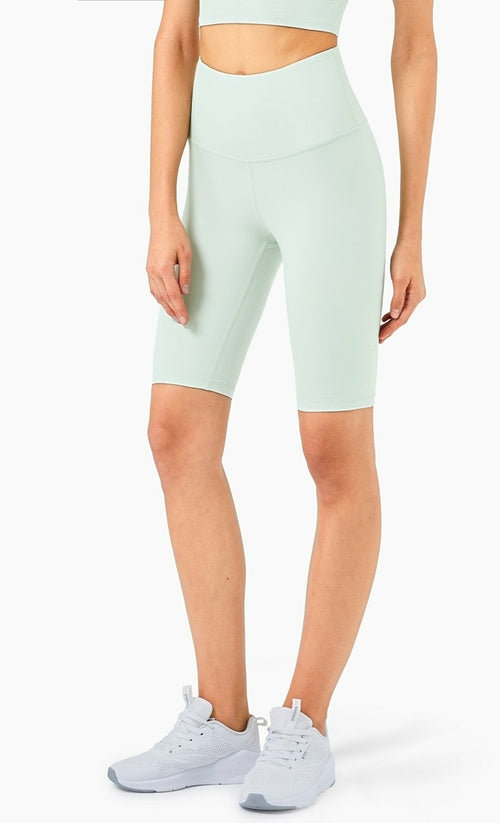 Shorts de cyclisme taille haute au toucher seconde peau pour femmes
