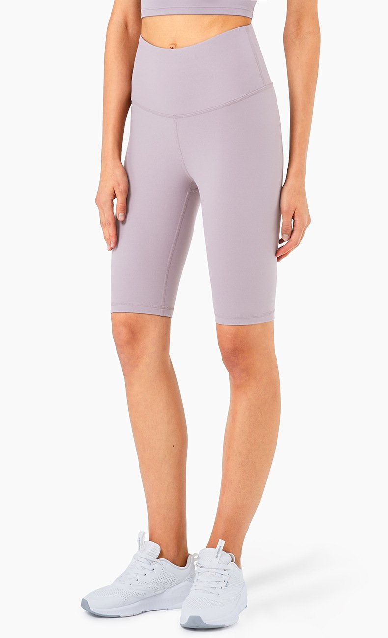Shorts de cyclisme taille haute au toucher seconde peau pour femmes