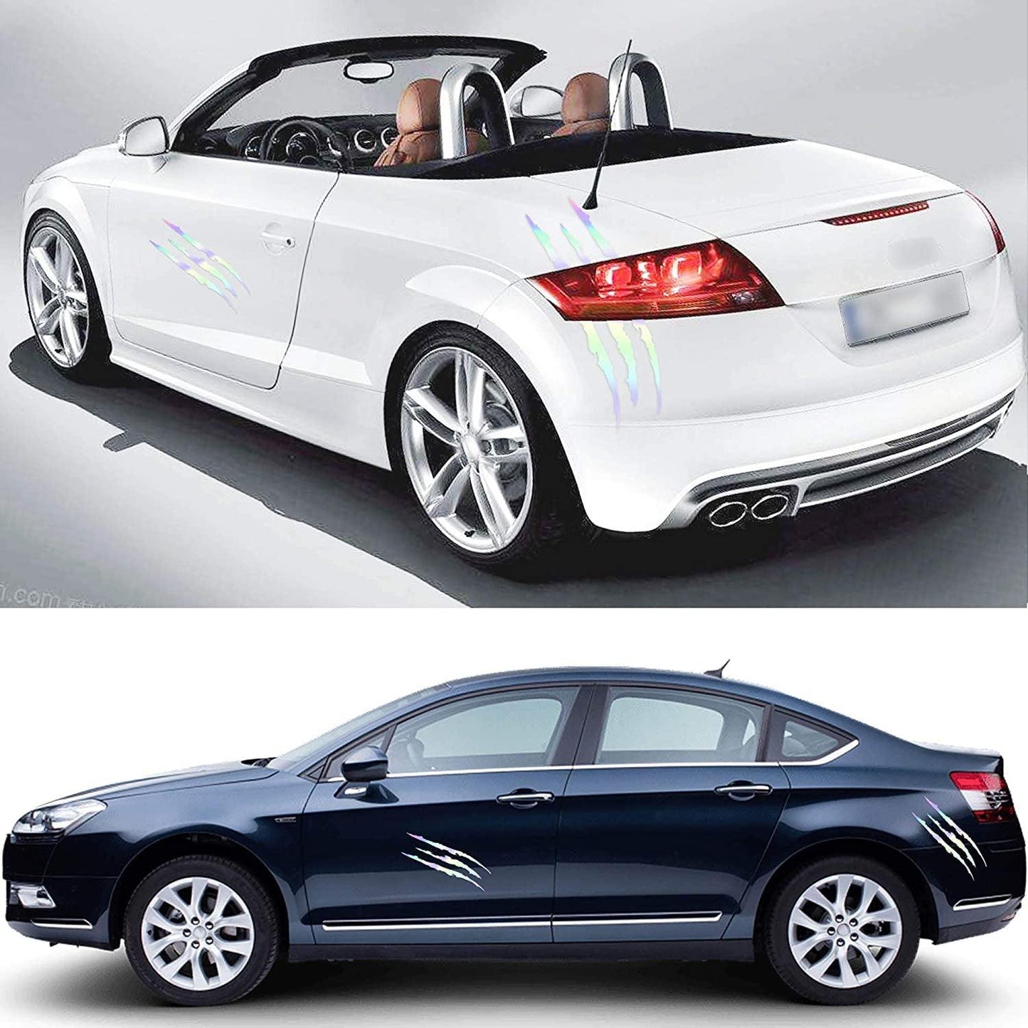 Calcomanías Reflectantes Premium para Espejos Retrovisores de Automóvil - 1 Par