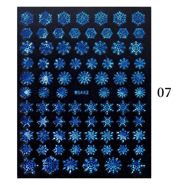 Pegatinas de Arte de Uñas en 3D con Copos de Nieve Dorados Brillantes