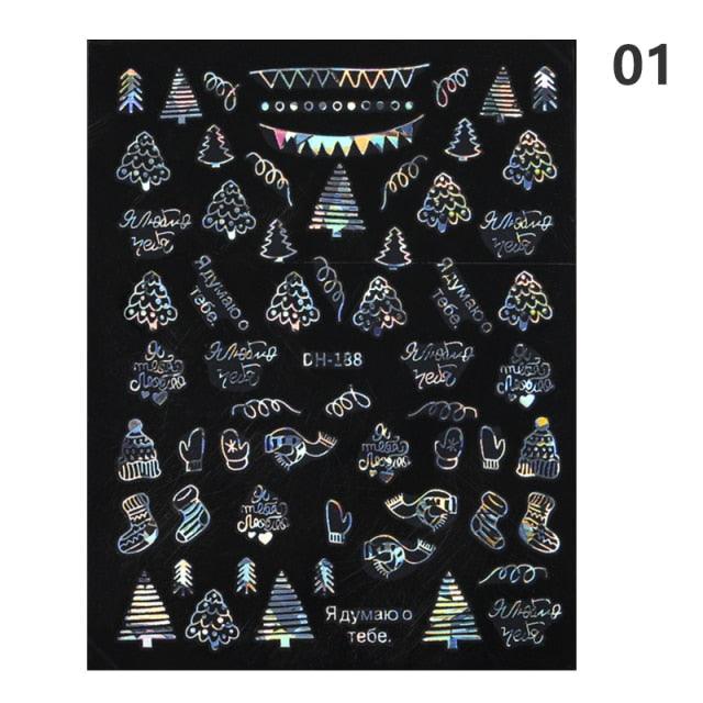 Pegatinas de Arte de Uñas en 3D con Copos de Nieve Dorados Brillantes