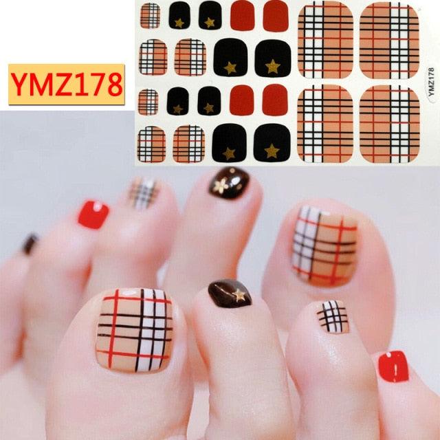 Calcomanías de Arte para Uñas de Pies Impermeables Premium - Patrones Mixtos