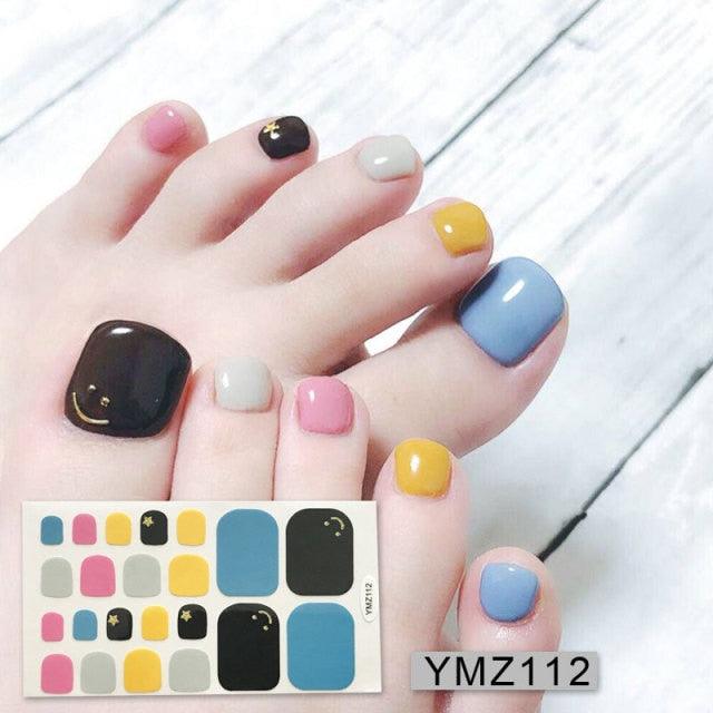 Calcomanías de Arte para Uñas de Pies Impermeables Premium - Patrones Mixtos