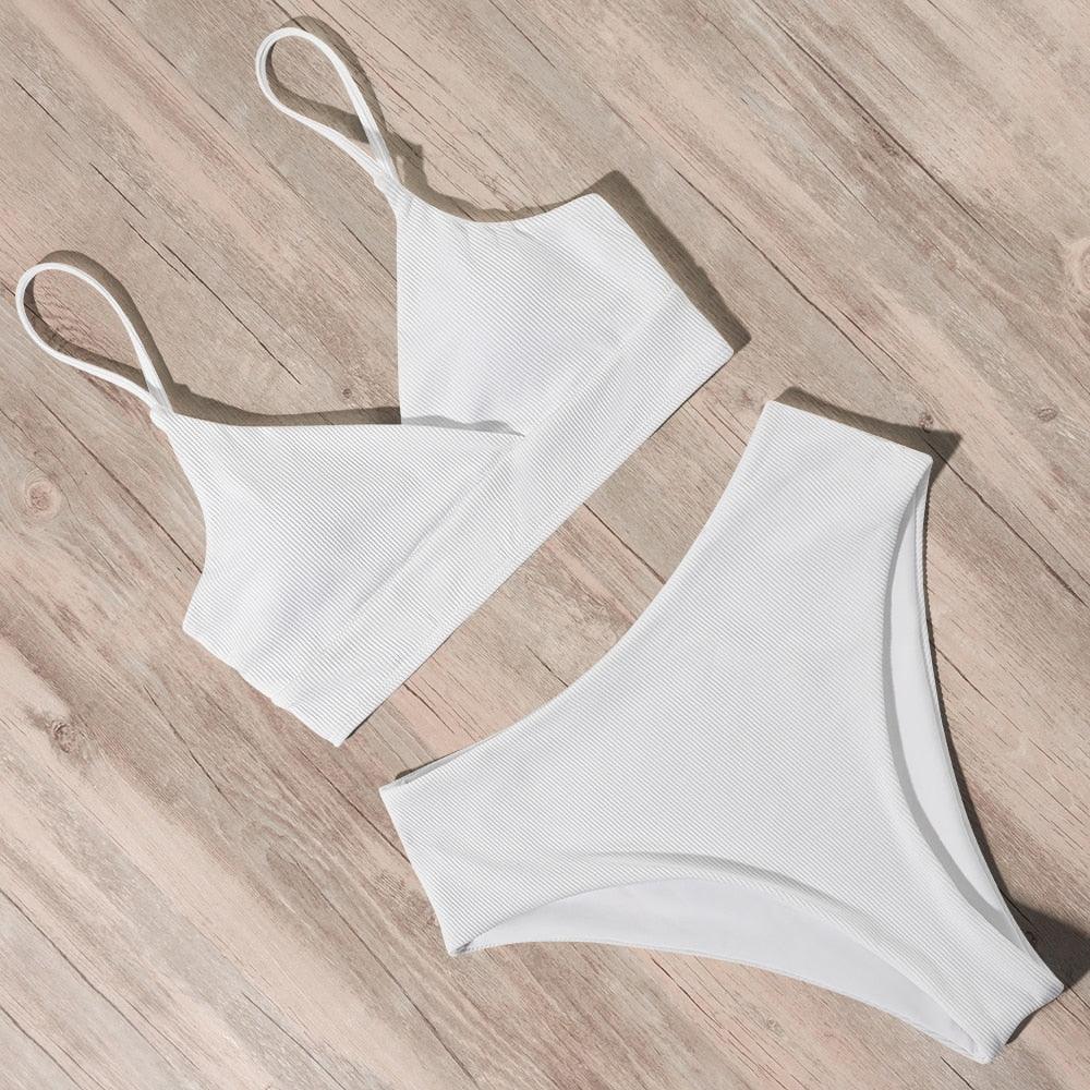 Ribbed High Waist Bikini Set for Women
