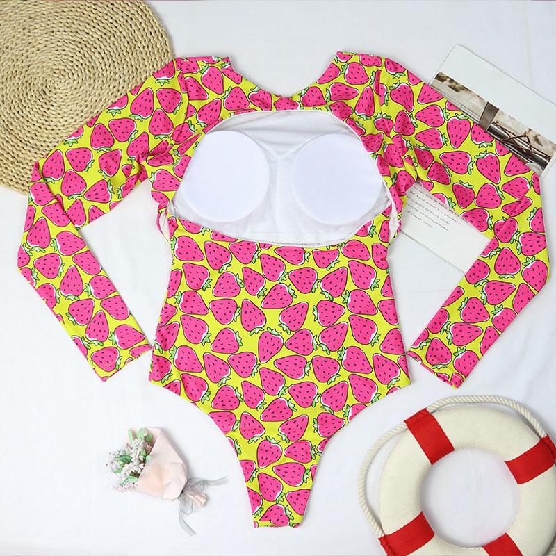 Conjunto de Bikini de Manga Larga con Estampado de Tigre para Mujeres