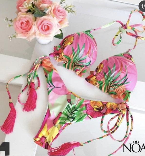 Ensemble de bikini à nouer en ribbed pour femmes à la mode