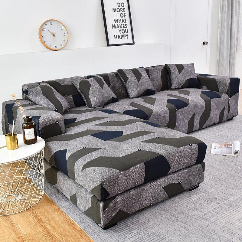 Housse de canapé élastique géométrique premium pour canapés sectionnels