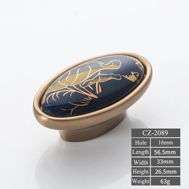 Navy Blue Ceramic Door Handles - European Antique Style