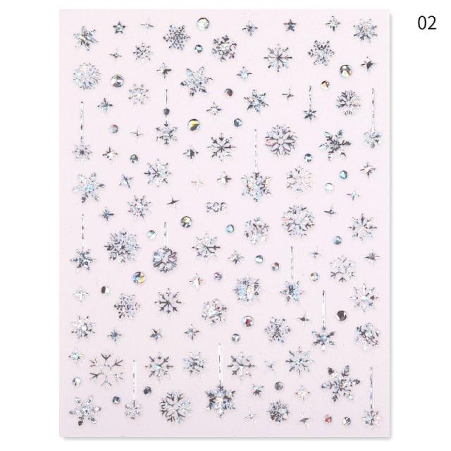 Calcomanías de Arte de Uñas de Copos de Nieve en Bronceado Plateado para Manicuras Festivas