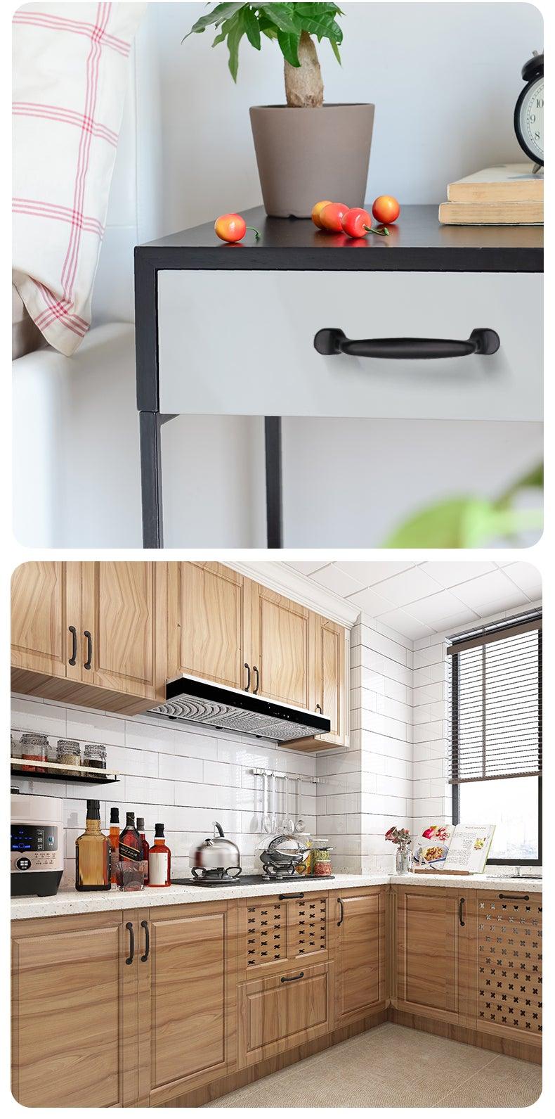 Modern Solid Aluminum Cabinet Handles - Elegant Black Design