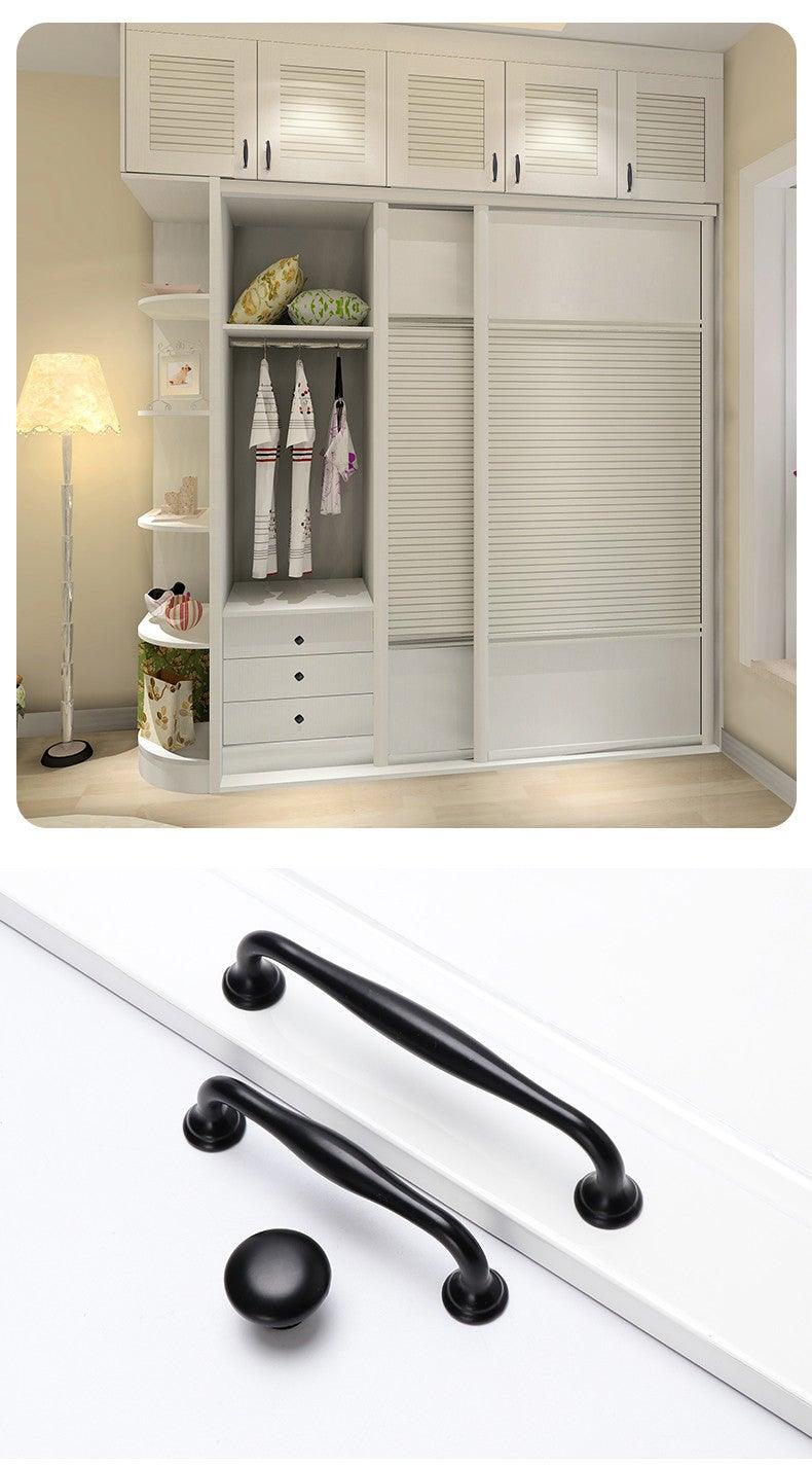 Modern Solid Aluminum Cabinet Handles - Elegant Black Design
