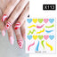 Rainbow Wave Love Heart Pattern Nail Art Decals