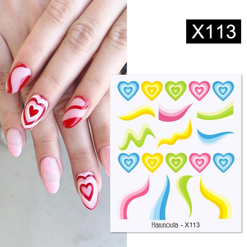 Rainbow Wave Love Heart Pattern Nail Art Decals