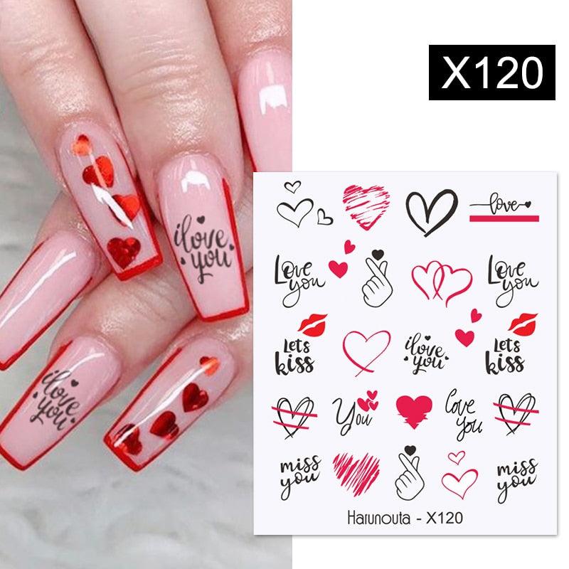 Rainbow Wave Love Heart Pattern Nail Art Decals